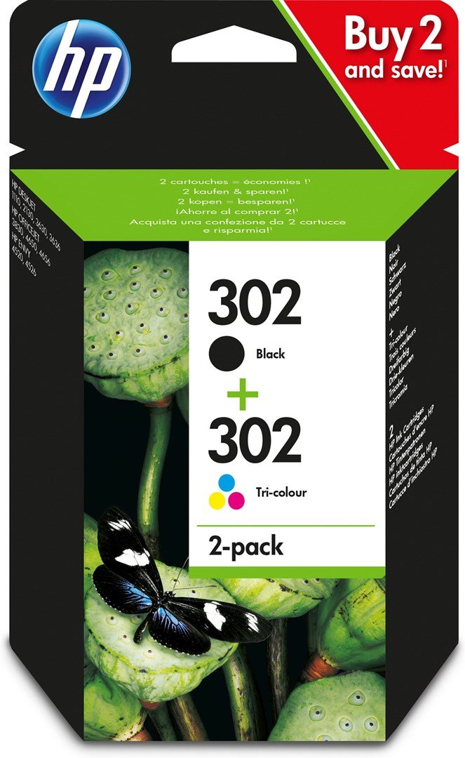 HP Originale 302-blkpatroner, sort/trefarvet, 2-pak #1
