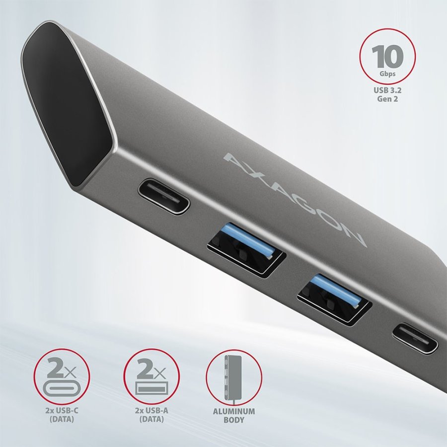 Axagon HMC-4G2 interface hub USB 3.2 Gen 2 (3.1 Gen 2) Type-C 10000 Mbit/s Gr #10