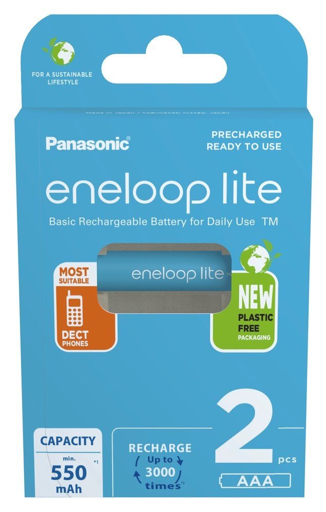 Genopladelige batterier PANASONIC ENELOOP LITE AAA 550 mAh 2 szt (BK-4LCCE/2CP) #1
