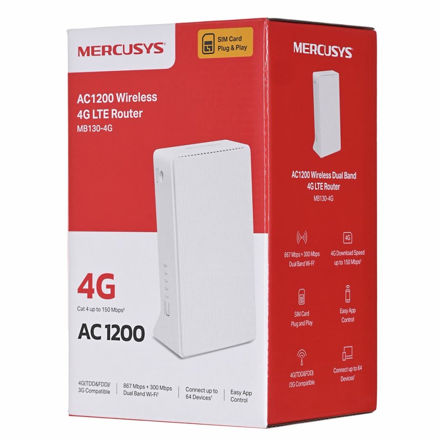 Mercusys MB130-4G trdls router Ethernet Dual-band (2,4 GHz / 5 GHz) Hvid #8