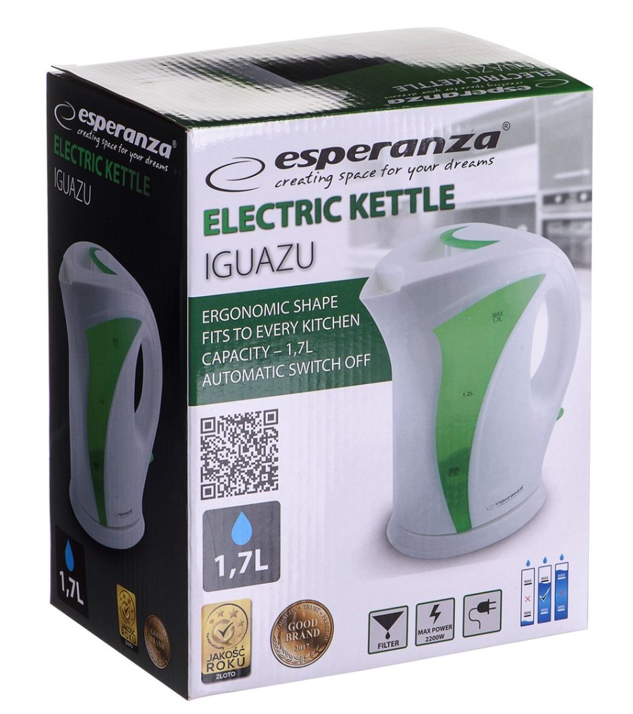 Esperanza EKK018G El-kedel 1,7 L, hvid/grn #11
