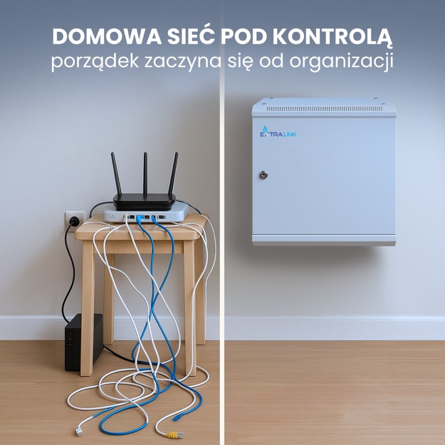 Extralink 9U 600X600 ASP WALL-MOUNTED RACKMOUNT CABINET METAL DOOR GRAY Vgmonteret stativ Gr #11