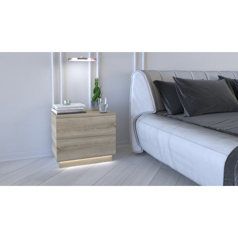 Topeshop S2 SONOMA sengelampe & sengebord 2 skuffe(r) Egetr #2
