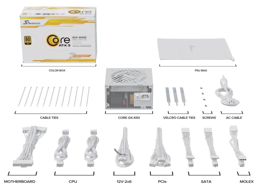 Seasonic CORE GX-650 enhed til str�mforsyning 650 W 20+4 pin ATX ATX Hvid #3