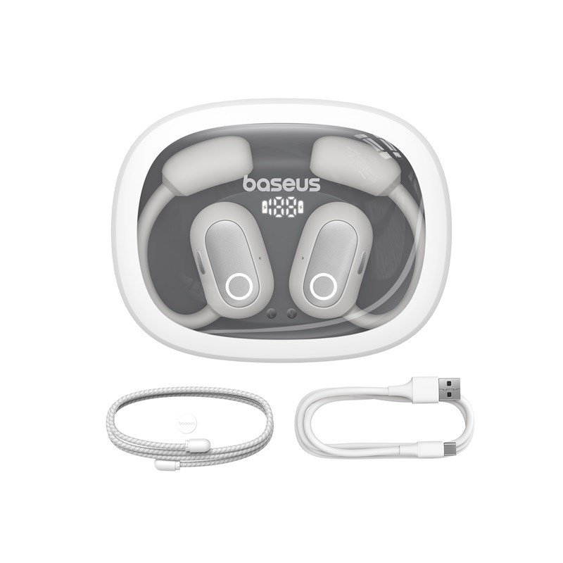 Baseus Eli Fit Open- Ear Headset Trdls forbindelse/musik USB Type-C Bluetooth Hvid #8