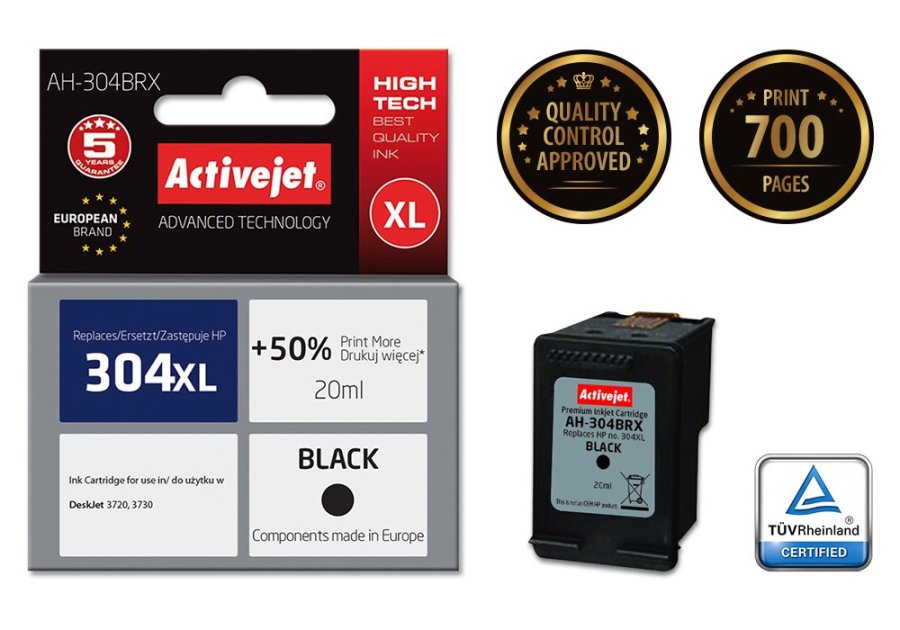 Activejet AH-304BRX Blk (erstatning HP 304XL N9K08AE; Premium; 20 ml; sort) #2