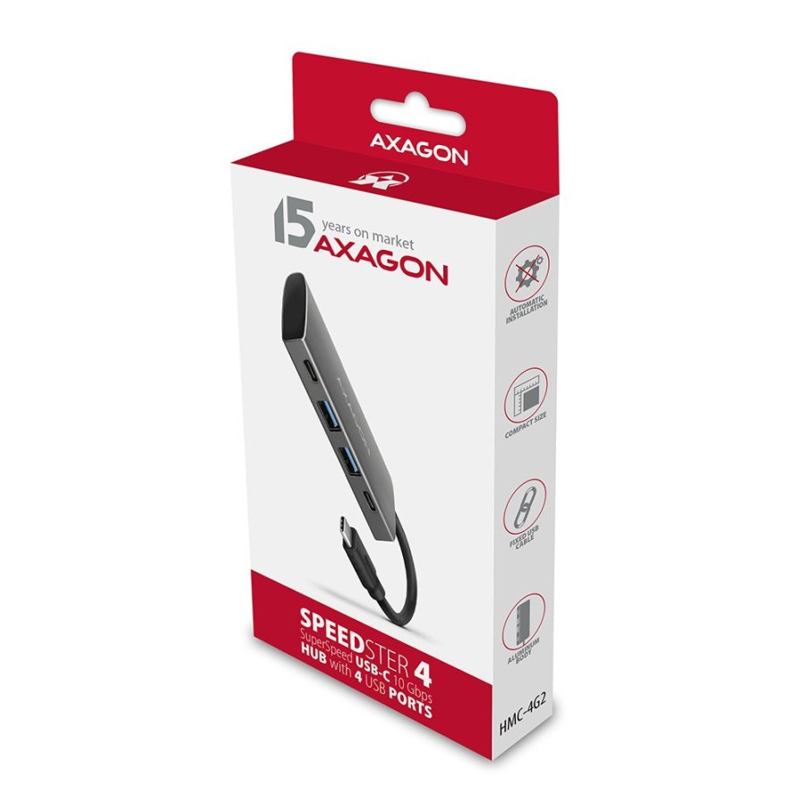 Axagon HMC-4G2 interface hub USB 3.2 Gen 2 (3.1 Gen 2) Type-C 10000 Mbit/s Gr #9