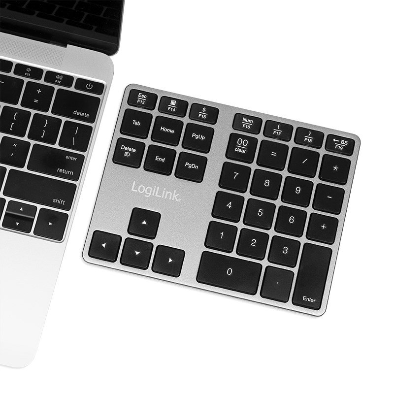 LogiLink ID0187 numerisk tastatur Universel Bluetooth Aluminium, Sort #9