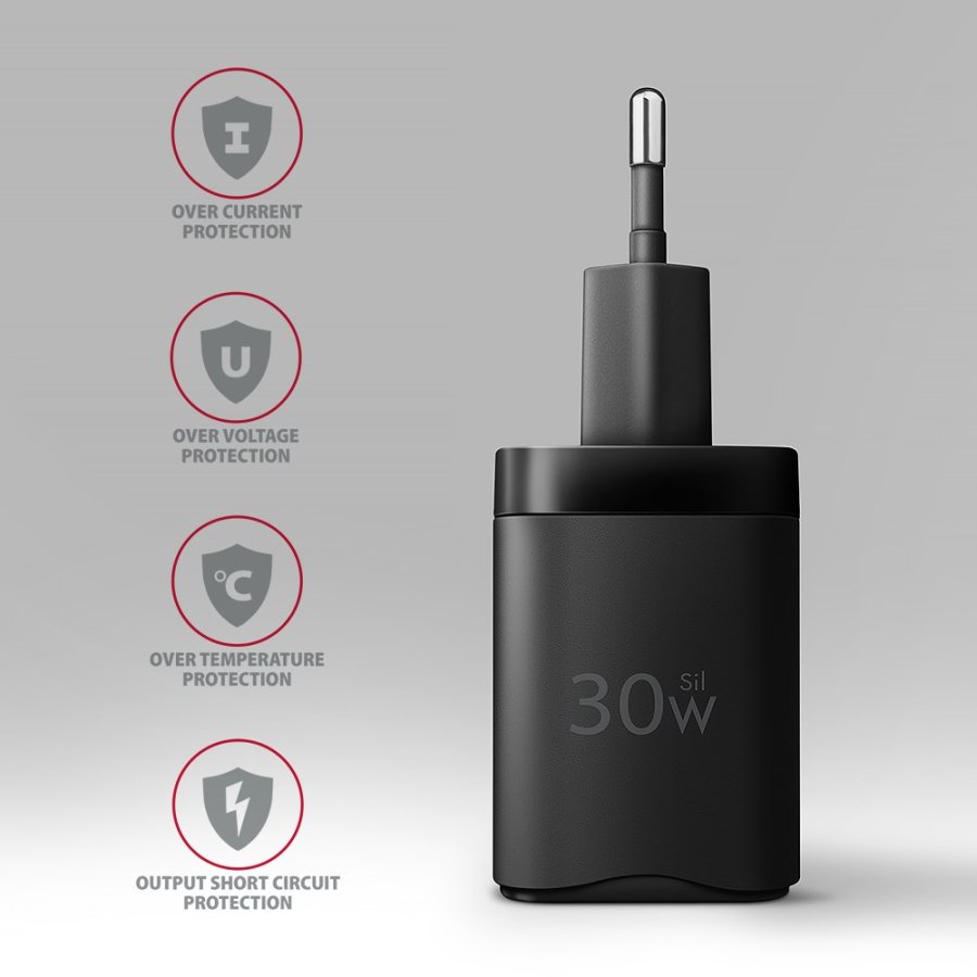 Axagon ACU-PD30 kroviklis jungiama tinkl PD 30W, 1x port USB-C, PD3.0/QC3.0/AFC/FCP/Apple Juoda Mobiltelefon, Smartphone, SmartWatch, Tablet, Universel, Ur Sort Vekselstrm Hurtig opladning Indendrs #5