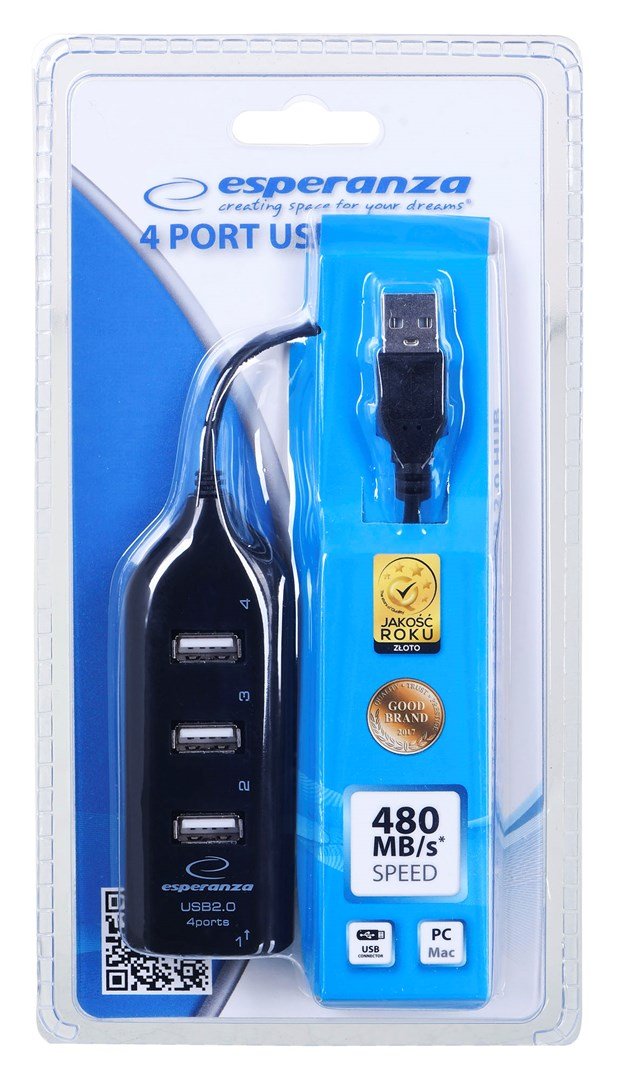 Esperanza EA116 interface hub 480 Mbit/s Sort #2