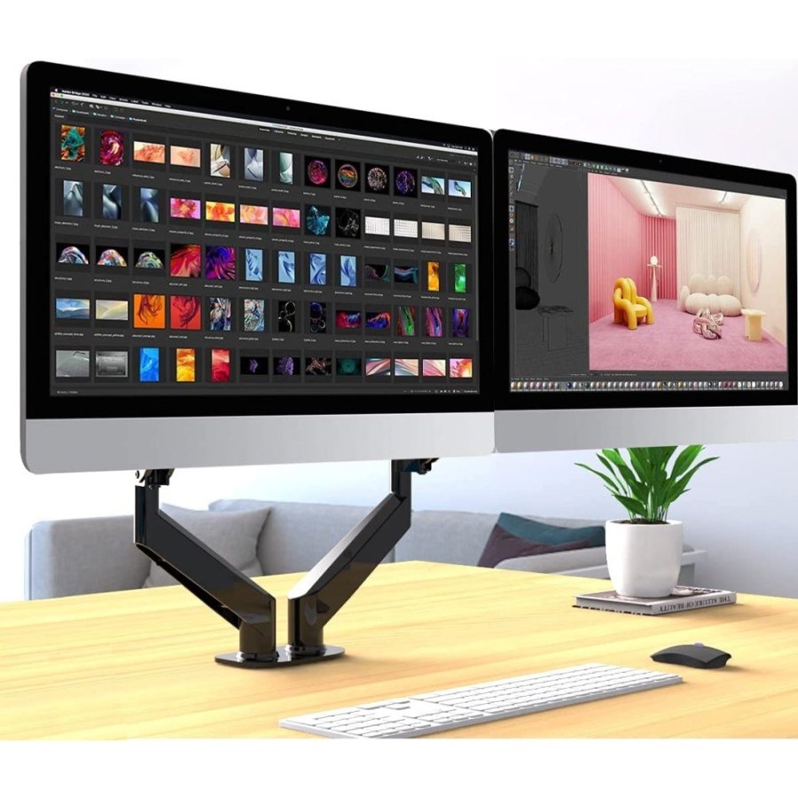 Desktop Swivel Mount for Two LCD Monitors Gas Spring #14