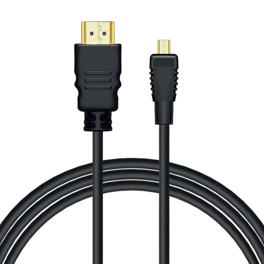 Savio CL-40/M HDMI (M) - micro HDMI (M) kabel med Ethernet, 2 m, sort #1