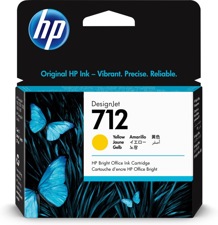 HP 712 DesignJet-blkpatron, gul, 29 ml #1