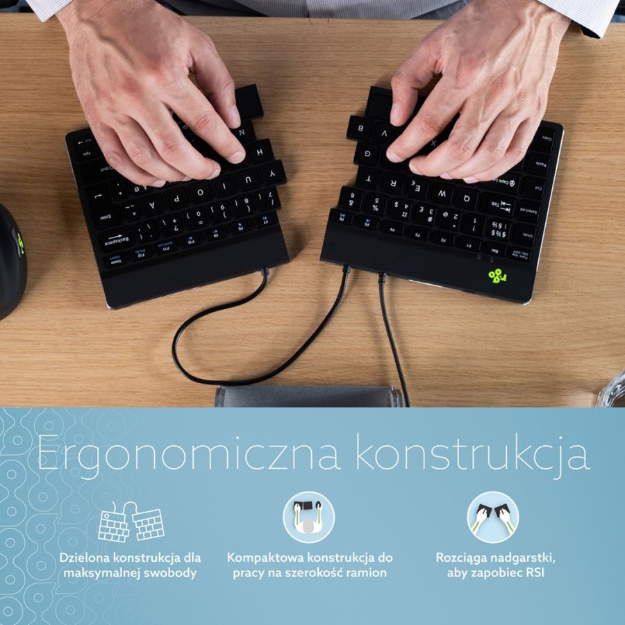 R-Go Tools Ergonomisch toetsenbord R-Go Split Break v2 met pauzesoftware, gesplitst toetsenbord, QWERTY (US), bedraad, zwart #12