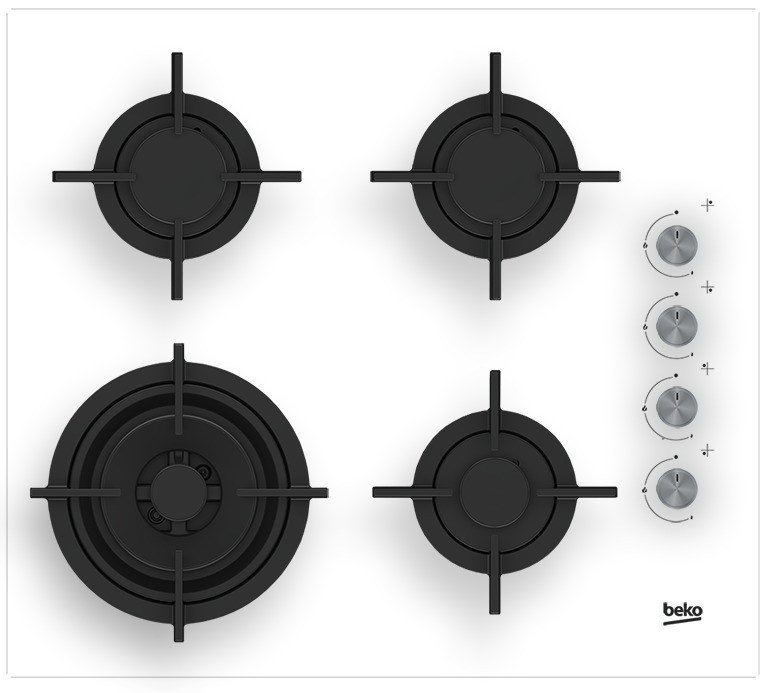 Beko HILW64122SW kogeplade Hvid Indbygget 60 cm Gaskomfur 4 zone(s) #1