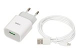 Netoplader iBOX C-41 USB 2A, 1 USB-port, microUSB-kabel, Hvid #1