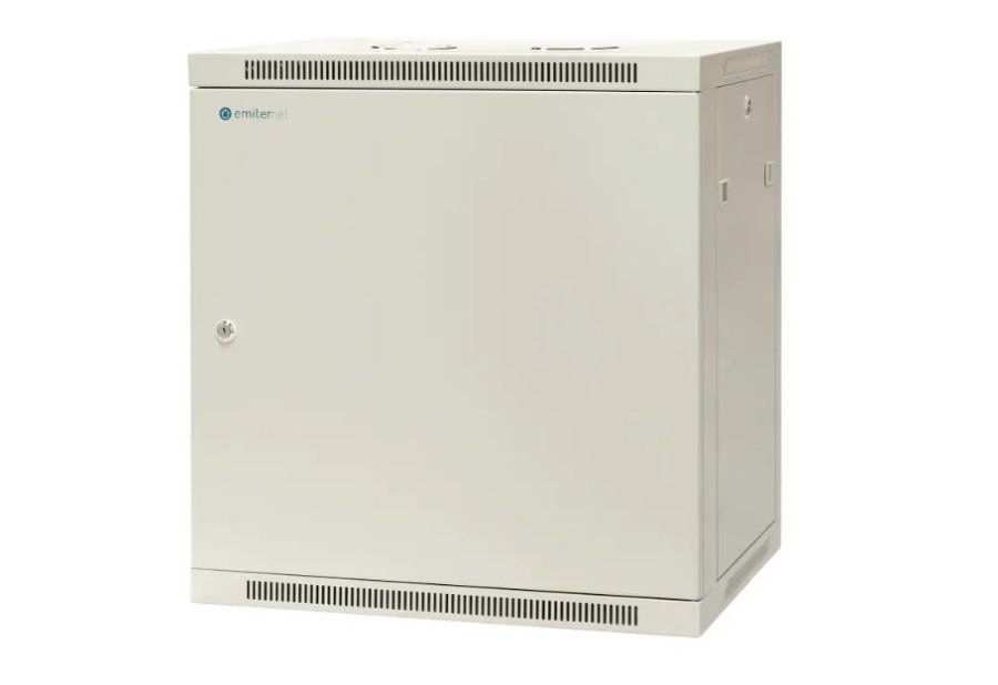 EMITERNET Single wall-mounted cabinet 19'' 12U, full sheet metal door, 600�450�635mm width/depth/height. EM/AP6412-B #1