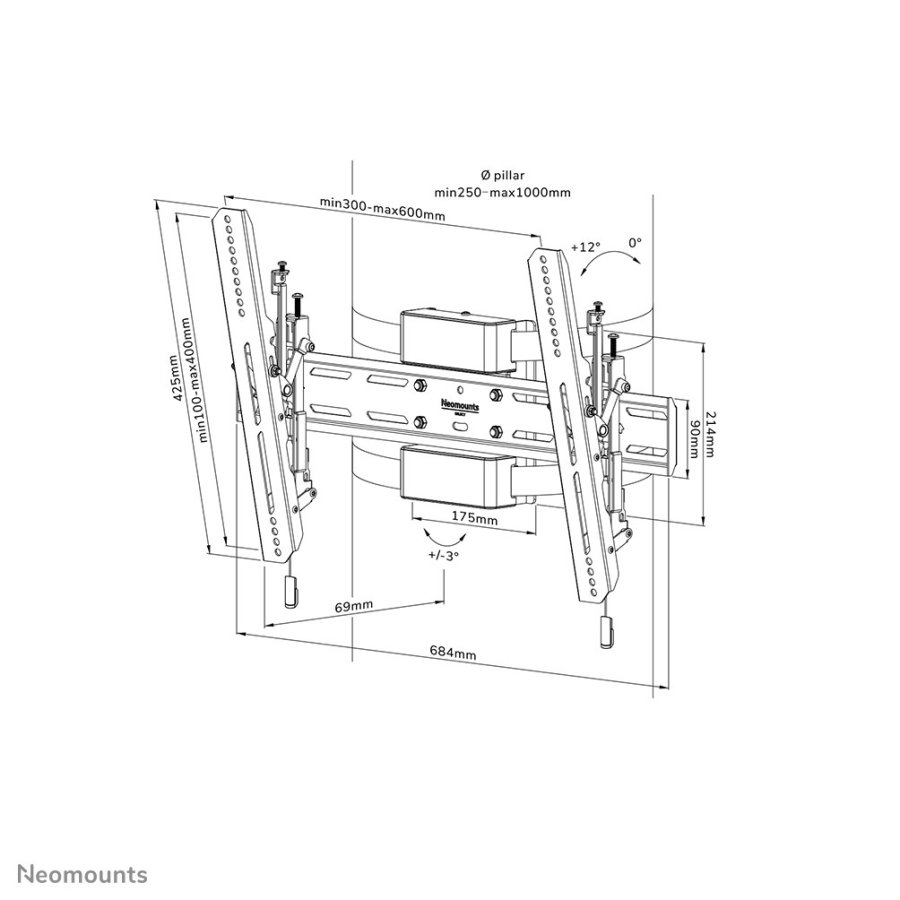Neomounts WL35S-910BL16 tv-beslag 190,5 cm (75