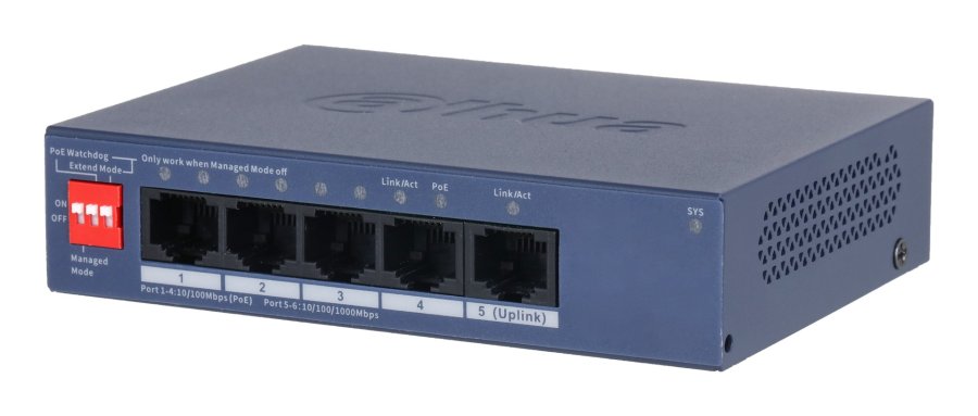 Dahua Technology CS4005-4ET1GT-36 netv�rksswitch Administreret L2 Gigabit Ethernet (10/100/1000) Str�m over Ethernet (PoE) Bl� #1