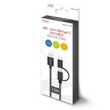 Savio CL-128 USB-kabel USB 2.0 1 m USB A USB C/Micro-USB A Sort #3