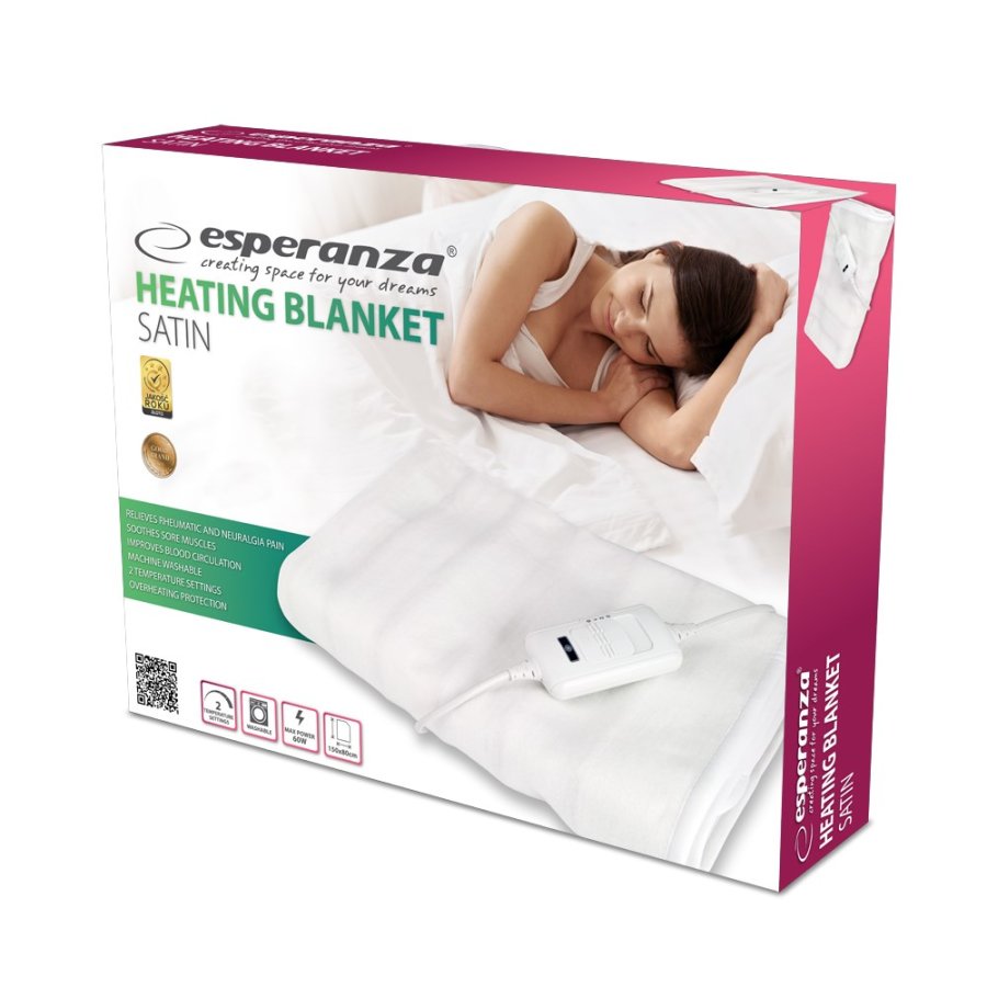 Esperanza EHB002 varmelagen og -pude Elektrisk tppe 60 W Hvid Fleece,Polyester #2