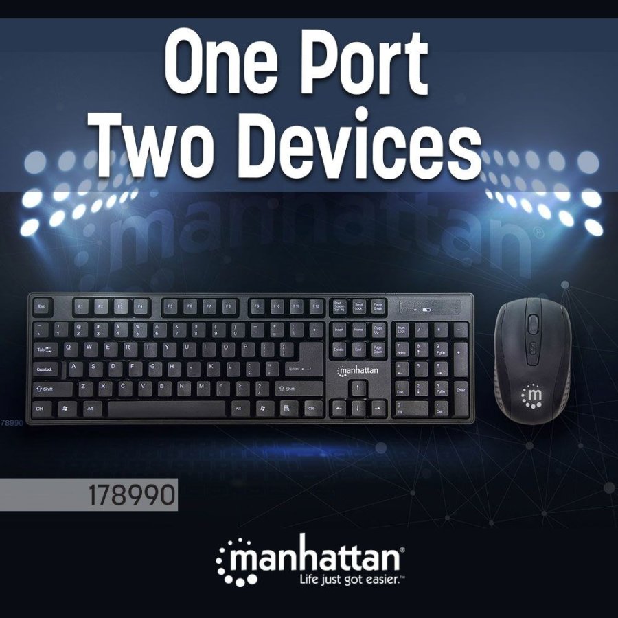 Manhattan 178990 tastatur Mus inkluderet Universel RF trdlst Sort #3