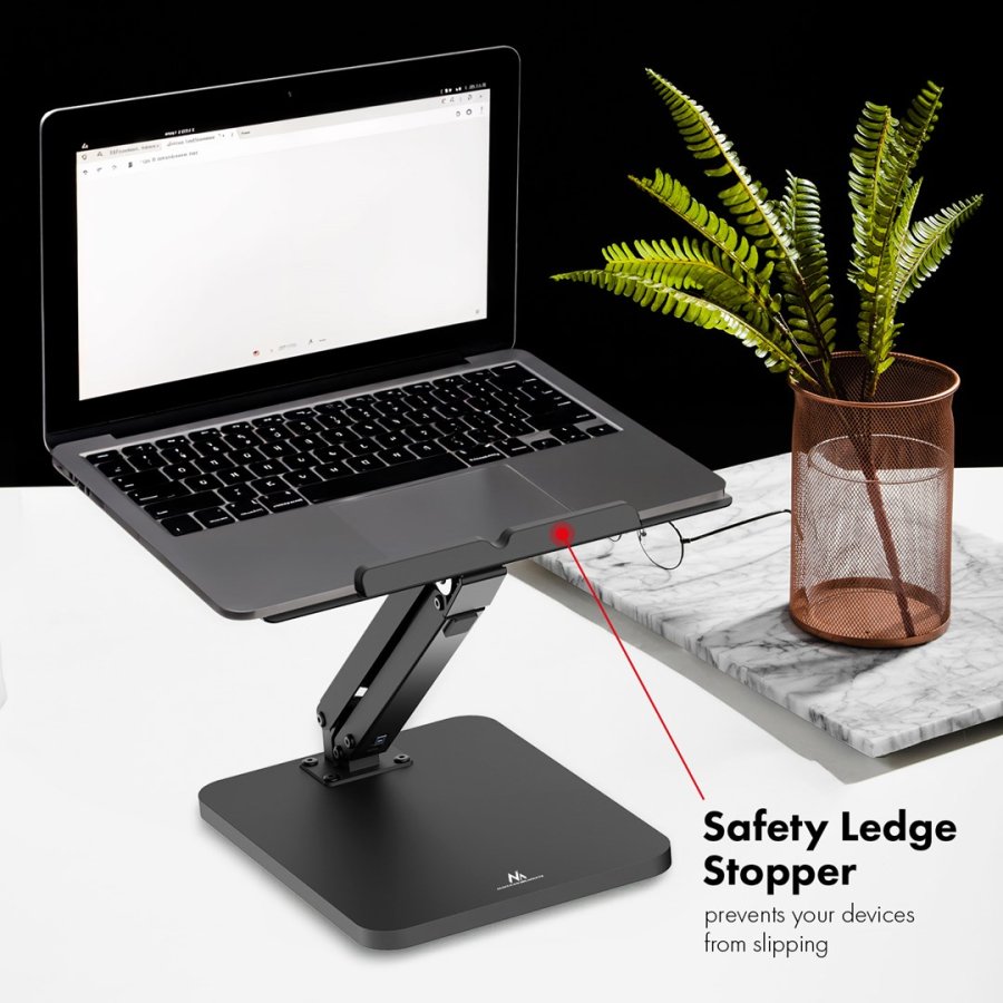 Maclean skrivebordsstativ til skrm eller laptop, gasfjeder, til stende og siddende, sort, MC-493 #5