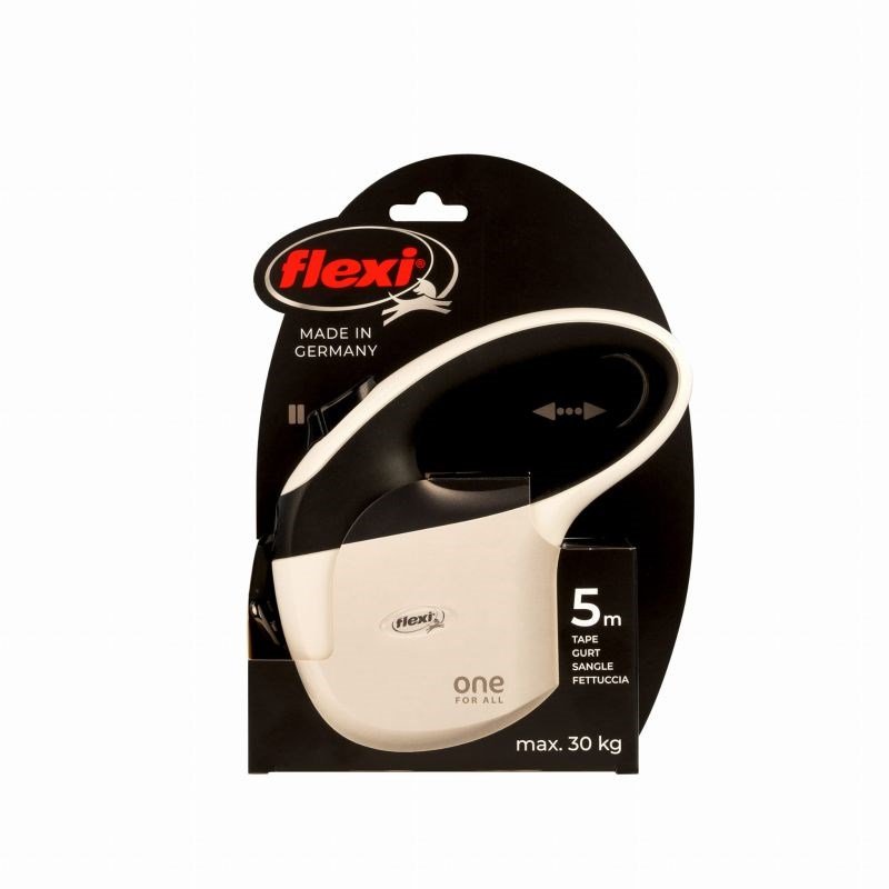 FLEXI One for All S hvid - sort - automatisk hundesnor til hunde op til 30 kg - 5 m #1