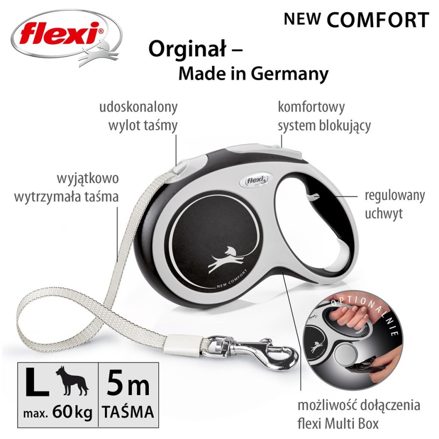 Flexi New COMFORT 8 m Sort, Gr Hund Fleksibel hundesnor #2