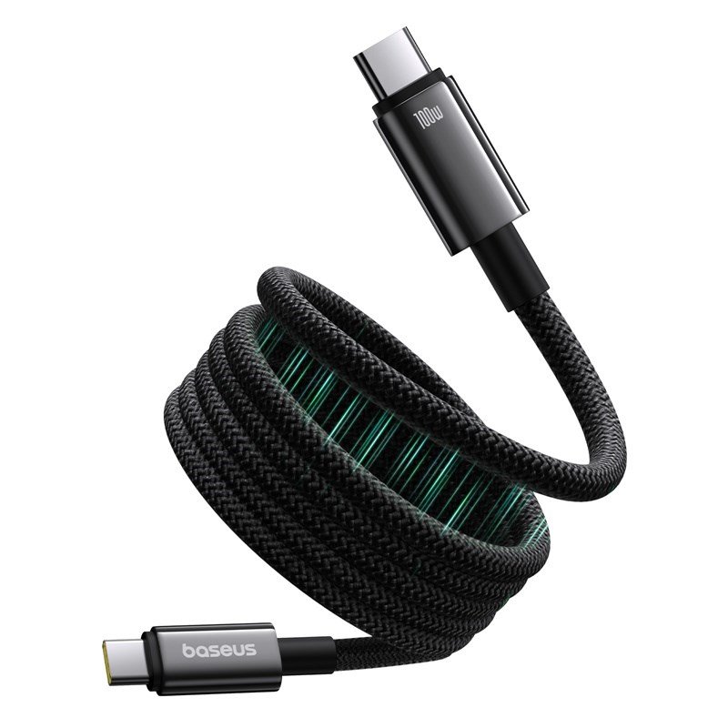Baseus Tungsten Magnetisk USB C til USB C hurtigopladerkabel 1 m 100 W Sort #1