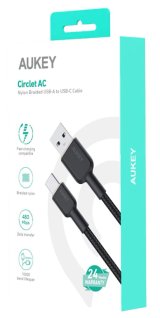 AUKEY CB-NAC2 USB-C Type-C Power Delivery PD 60W 3A 1.8m Nylon Sort #2