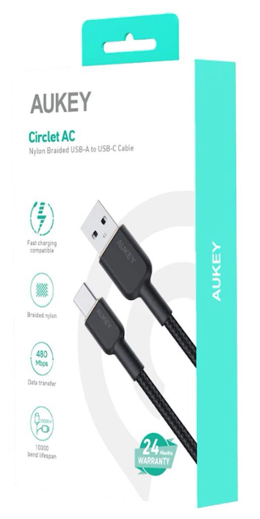 AUKEY CB-NAC2 USB-C Type-C Power Delivery PD 60W 3A 1.8m Nylon Sort #2