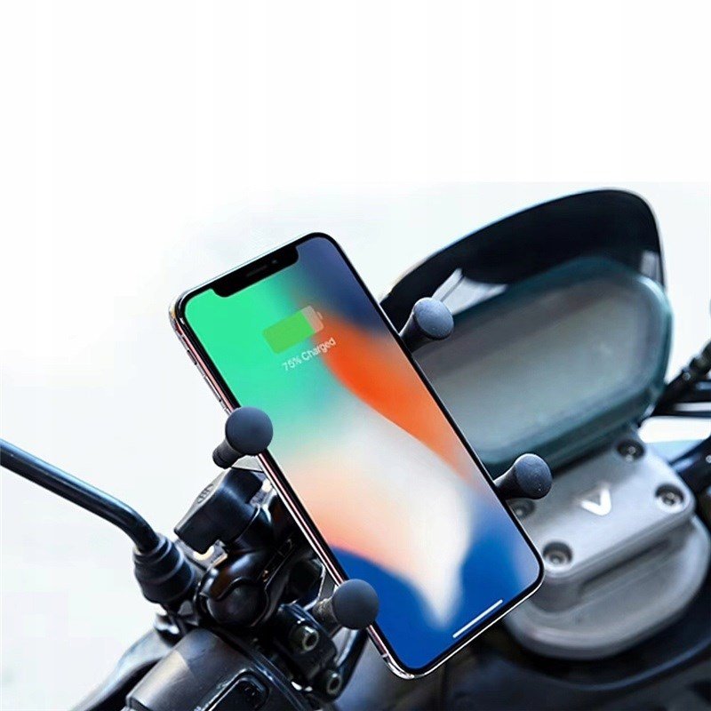 MOTORCYKEL TELEFONHOLDER FREEDCONN MC7W MED INDUKTIV OPLADER + BM2R FASTGRELSE AF HOVEDRR #3