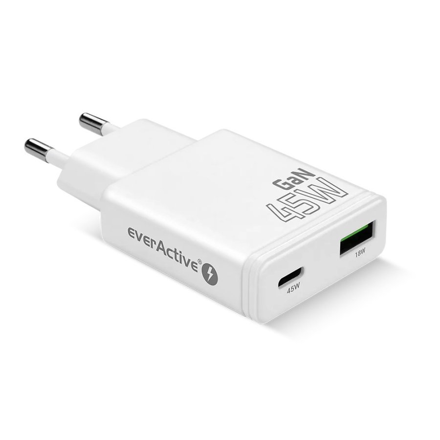Charger GaN 1x USB-C, 1x USB Quick Charge 3.0 45W PD white #2