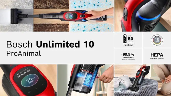 Bosch BCS1041PET stav stvsuger & elektrisk kost Stick vakuum Batteri Dry HEPA Posels 0,4 L 23,5 W Sort, Rd 4 At #52