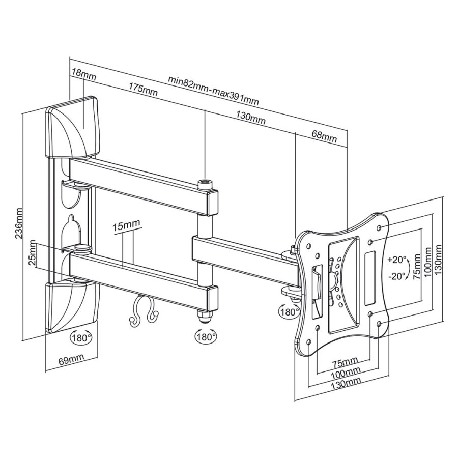 Universal TV- eller skrmholder 13-27