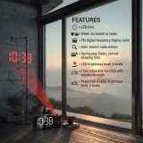 Digital LED-radiowecker med GreenBlue-projektor, FM-radio, alarm, 12/24-timers ur, str�mforsyning USB 5V DC + CR2032, GB172 #2