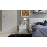 W2 sengebord 2 skuffer Hvid mat #3