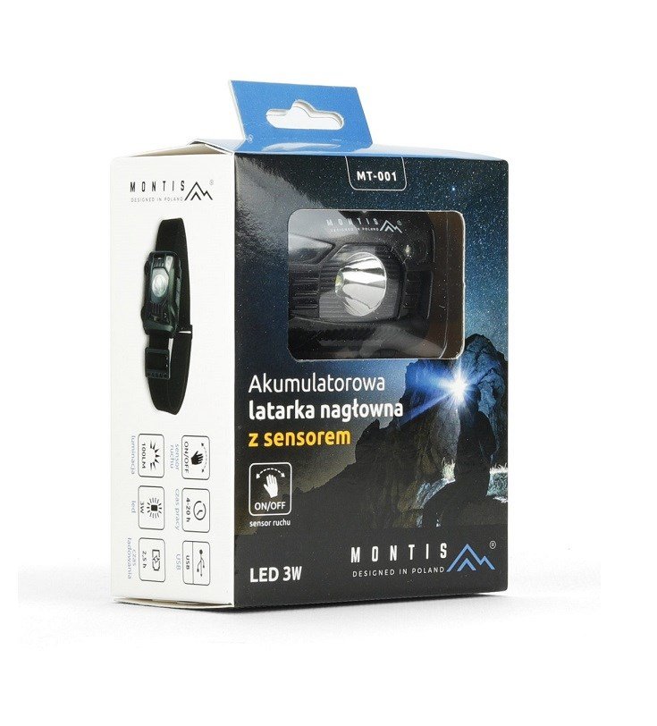 Montis Akumulatorowa latarka nagowna z sensorem MT001 Sort Hovedb�nd lommelygte LED #3