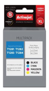 Activejet AEB-1285N blk (erstatning Epson T1281, T1282, T1283, T1284; Supreme; 1 x 15 ml, 3 x 13 ml; sort, rd, bl, gul) #1