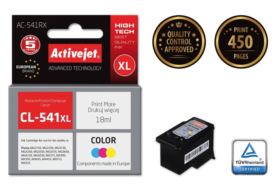 Activejet AC-541RX-blk (Canon CL-541XL-erstatning; Premium; 18 ml; farve) #2
