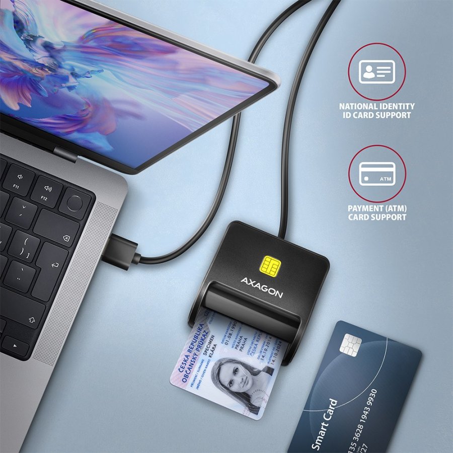 Axagon CRE-SM3SD USB Smart card & SD/microSD/SIM Flat smartcard lser Indendrs USB 2.0 Sort #5