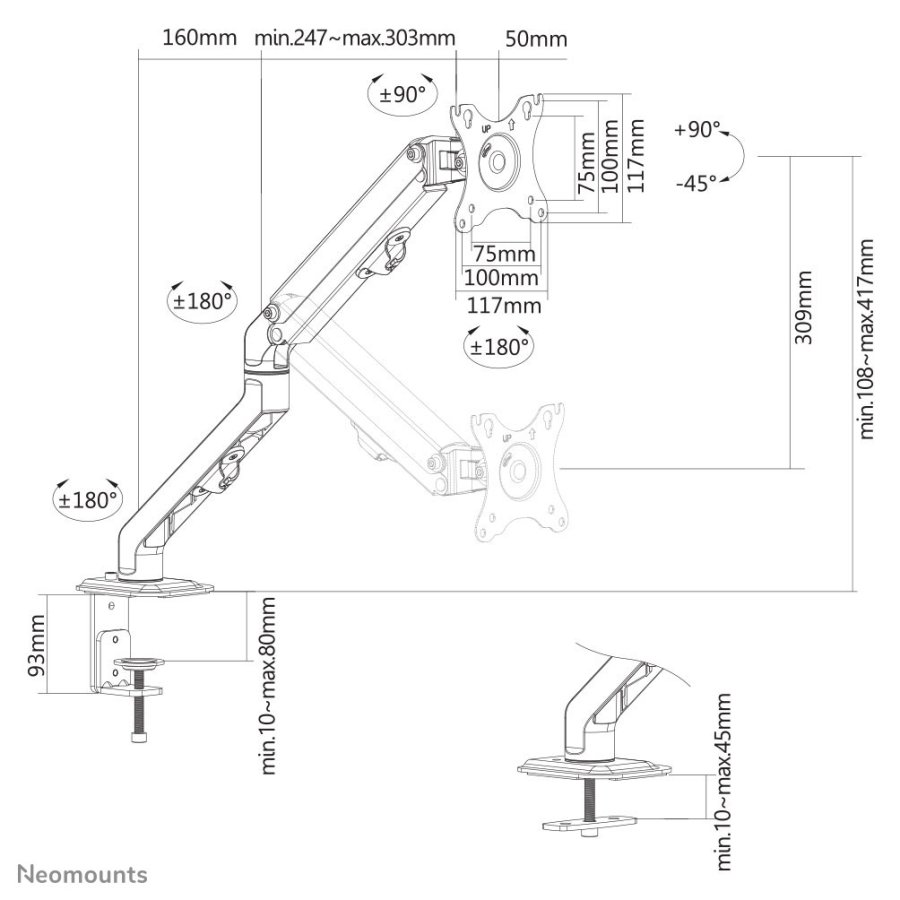 Neomounts FPMA-D650BLACK skrmbeslag og -stativer 68,6 cm (27