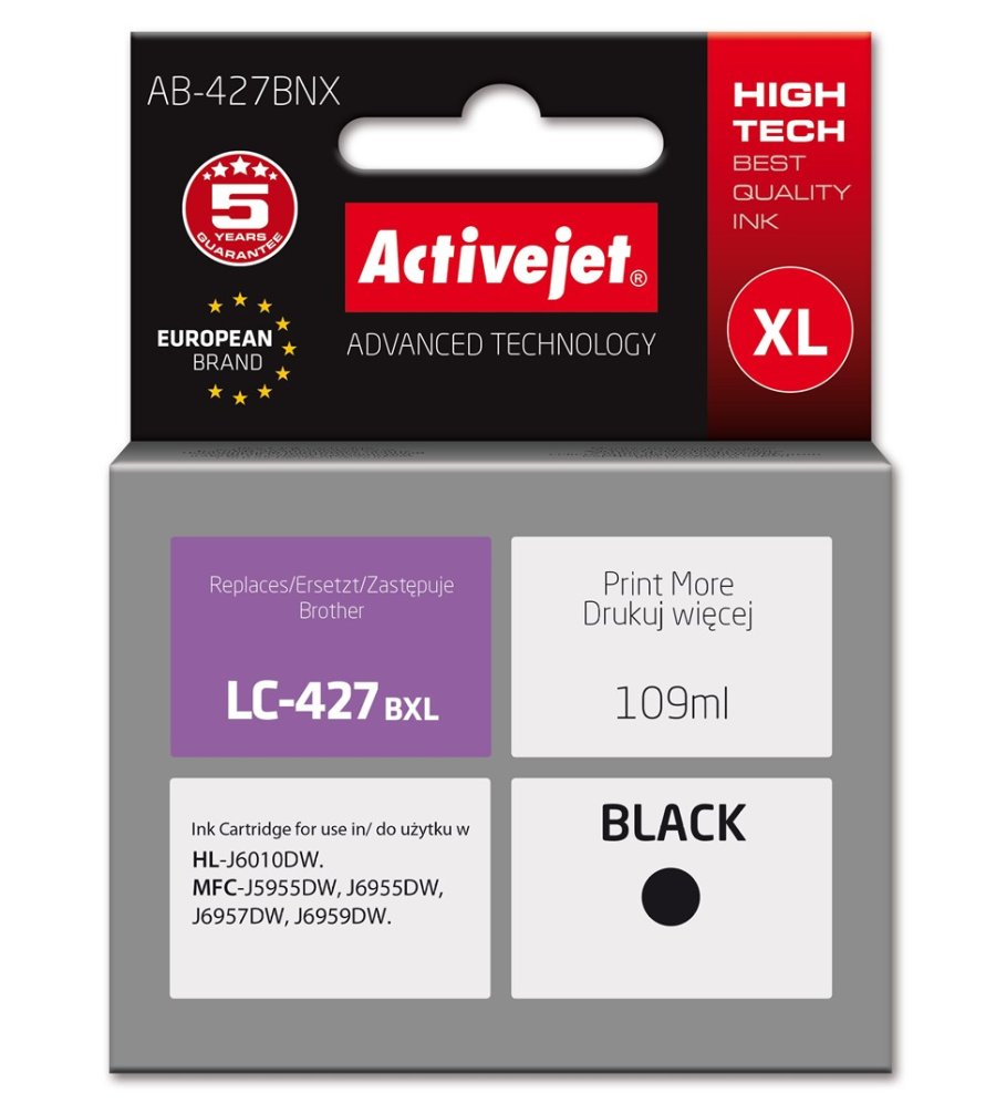 Activejet AB-427BNX Bl�k til Brother-printer, erstatning for Brother LC-427BXL; Supreme; 109 ml; sort #1