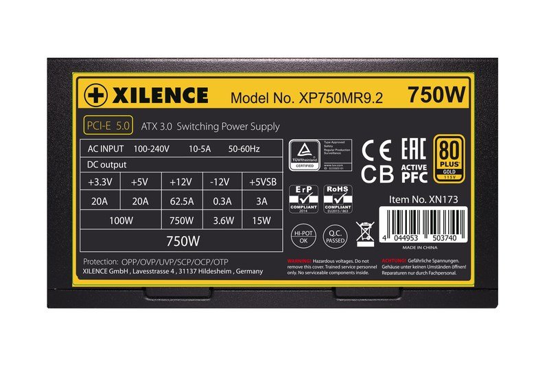 Xilence Performance X Series XP750MR9.2 enhed til str�mforsyning 750 W 20+4 pin ATX ATX Sort, R�d #5