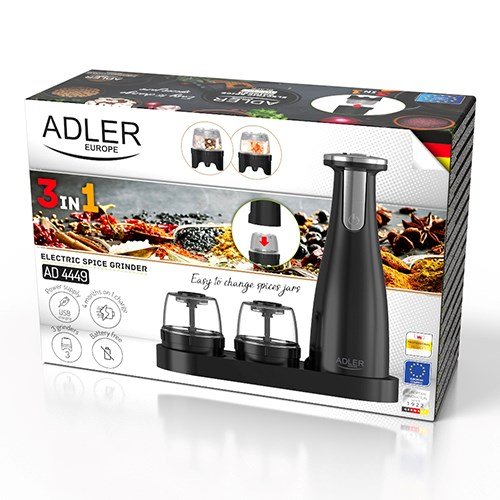 Spice, Salt & Pepper Grinder - Set of 3 Grinders - USB Adler #4