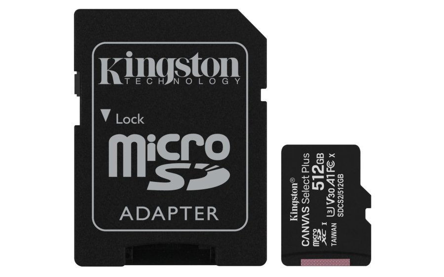 Kingston Technology 512 GB micSDXC Canvas Select Plus 100R A1 C10-kort + ADP #1