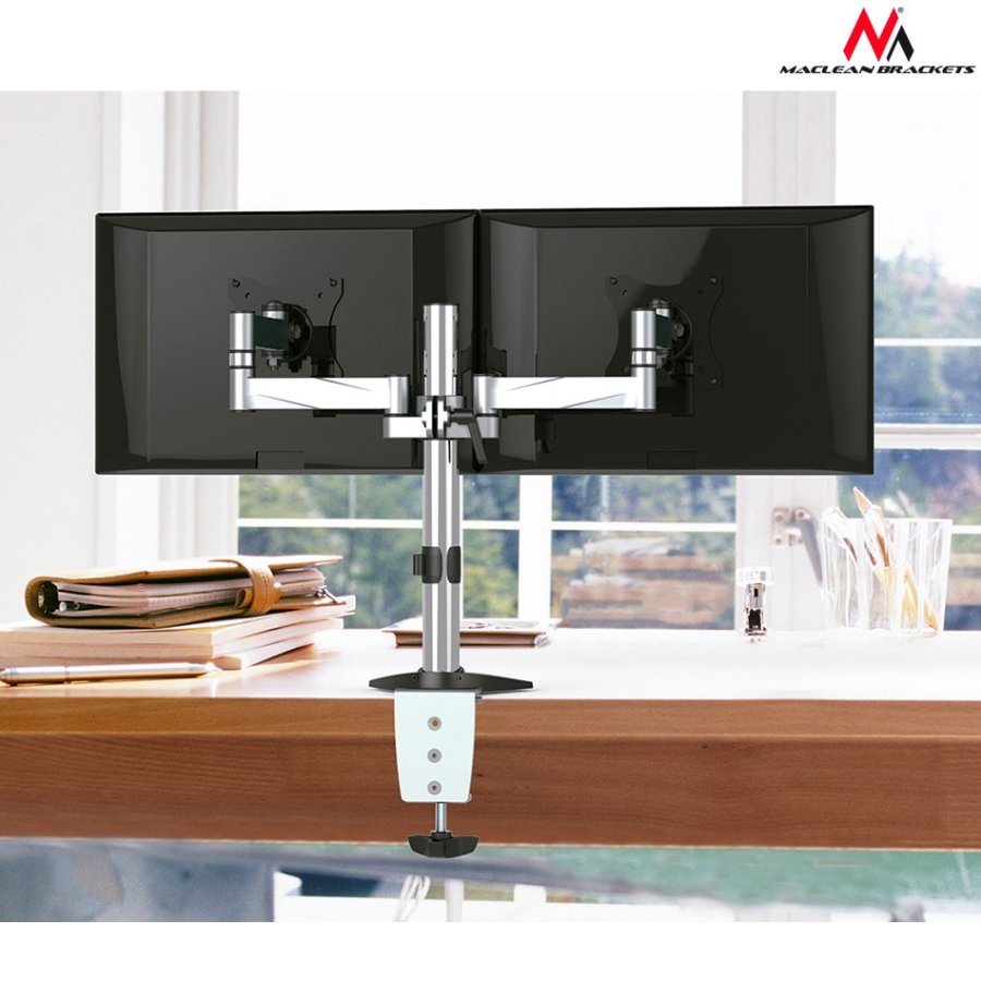Skrivebordsholder til to LCD-skrme Maclean MC-714 13-27