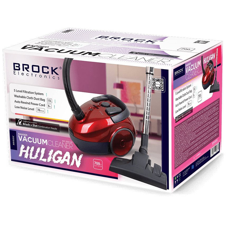Brock Electronics BVC 5002 RD stvsuger 1,5 L Tromle vakuum Dry 700 W Posels #4