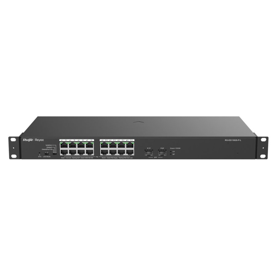 Ruijie Networks RG-ES118GS-P-L netv�rksswitch Ikke administreret L2 Gigabit Ethernet (10/100/1000) Str�m over Ethernet (PoE) Sort #5